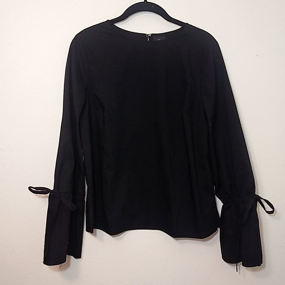 Worthington Black Long Bell Sleeve Business Casual Blouse NEW Small